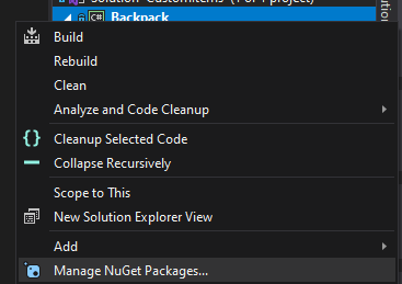 Vs Manage Nuget